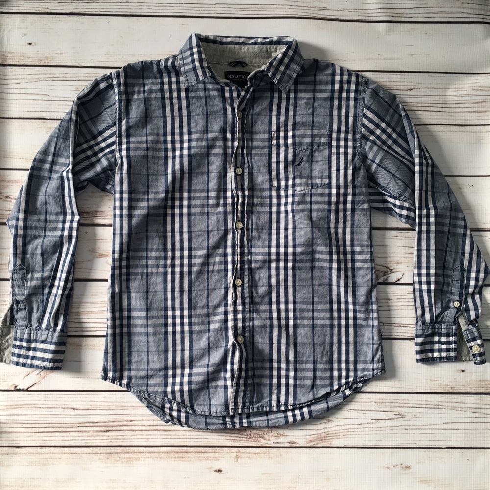 Boys NAUTICA Blue Plaid Button Down